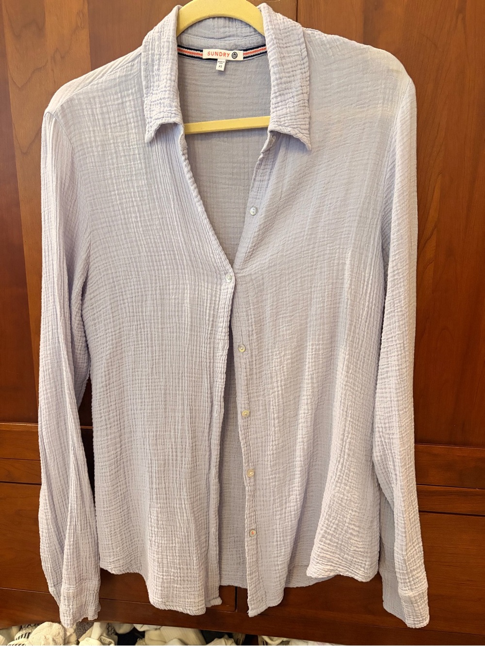Sundry women’s Light blue gauze Textured Button-Down Shirt